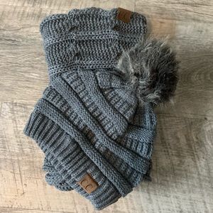 CC brand hat and infinity scarf